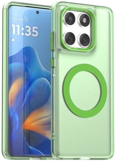 MagSafe Compatibel Backcover Hoesje Geschikt voor Motorola Edge 60 Fusion - Groen & Semi-Transparant Design - Stijlvol & Goede Bescherming