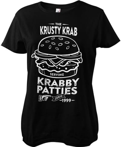 Spongebob The Krusty K'rab -serie met K'rab-motief van Patties Girly Tee – Dames-T-shirt, zwart