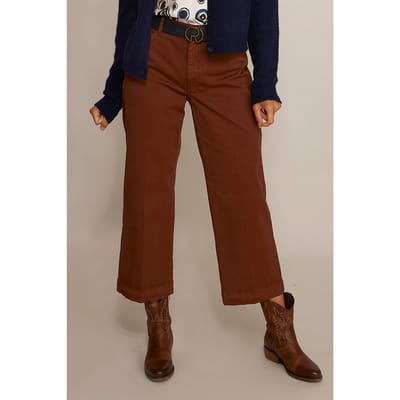 River Woods Wide Cotton Cropped Pants In Brown Maat: W28 | Pantalons Outlet | Dames | Bruin