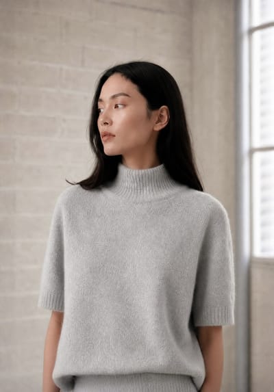 Alpaca knitted dyed top WP09 | Light Grey - Light Grey / S