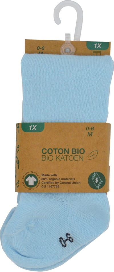 Babypanty- 6-12mnd- lichtblauw - hoogwaardig katoen- babymaillot- broekkousen baby