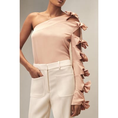 Reiss Bow Sleeve Top Pale Pink Size: 4 | Blouses Outlet | Dames | Roze