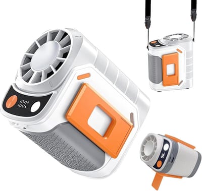 VHV - Tailleventilator met Ijsfunctie - 6000mAh Draagbare Riemventilator - Krachtige 100.000 RPM Motor voor Outdoor - Handsfree Koeling tijdens Werk en Reizen - Wit