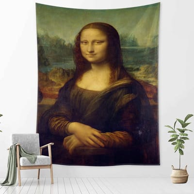 Mona Lisa Graffiti Wandtapijt Wandhanger Boheems Strandlaken Polyester Deken Slaapkamer Kunstenaar Huisdecoratie 150x150cm