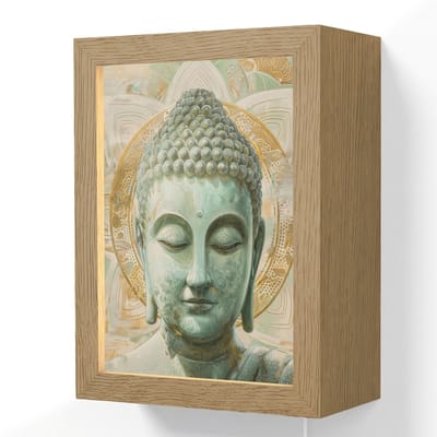 Wandlamp 15x20 cm - Oplaadbaar - Buddha - Mandala - Modern - Spiritualiteit - Wandlampen binnen woonkamer - Slaapkamer lamp met kabel - Decoratieve nachtlamp - Vloerlamp snoer