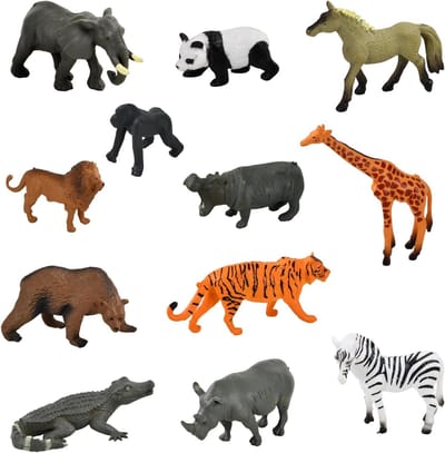 Jungle Dieren Speelgoed voor Kinderen - 12 Stuks Miniatuur Wilde Dieren Figuren, Realistische Safari Beesten en Educatief Speelgoed