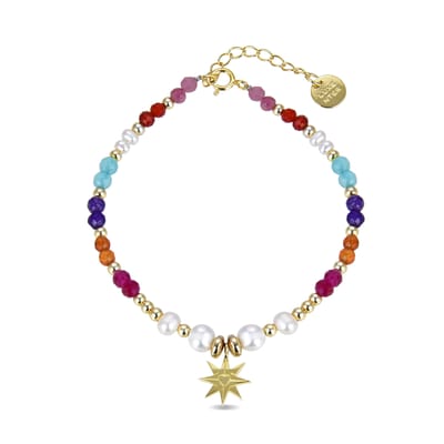 Luxenter 925 Sterling Zilveren Armband met Veelkleurig Kristal in 18K Geel Goud - Shasha