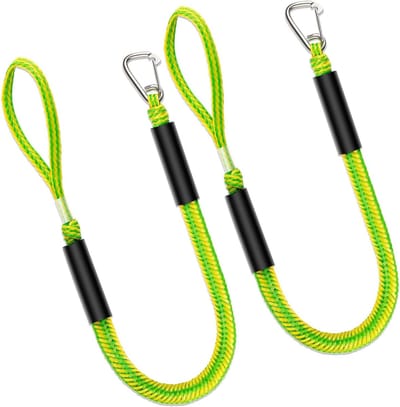 Bungee Dock Lijn - Aanmeerlijnen Boot - Veilig Afmeren Watersport - Ingebouwde Schokdemper - 2 stuks 60 cm - Groen