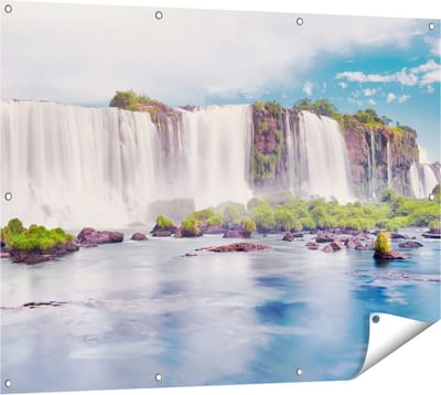 Gards Tuinposter Watervallen in Argentini� - 120x90 cm - Tuindoek - Tuindecoratie - Wanddecoratie buiten - Tuinschilderij