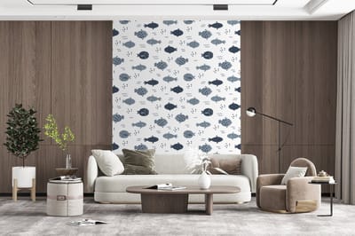 Behang - Fotobehang Patronen - Jongens - Vissen - Kinderen - Breedte 165 cm x hoogte 220 cm