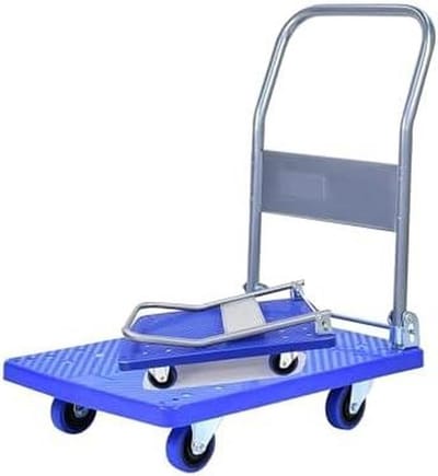 Platformwagen Trolley - Steekwagen Opvouwbaar - Zwaar Transport - 360 Graden Zwenkwielen - 300 kg Capaciteit - Zwart