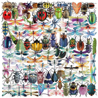 100 PIÈCES Autocollants Libellule Insecte Dessin Animé Coloré Décoration DIY Bouteilles d'Eau Téléphone Carnet Autocollant Transparent PET