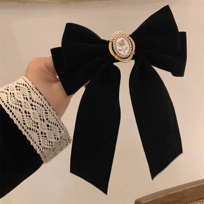 Nieuwe Zwarte Fluwelen Strik Haarspelden Elegante Stof Legering Rozen Haarclips voor Vrouwen Mode Paardenstaart Haarspeld Hoofddeksel Accessoires