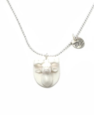 Heaven Eleven ketting rvs ballchain met een rendier van hertegewei
