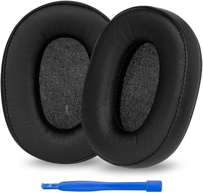 Dailygoods- Oorkussens Kunstleer - Compatibel met Audio Technica ATH-M50X/ATH-M40X - Vervangende Oorkussens - Hoofdtelefoon Accessoire - Geschikt voor meerdere modellen - Eiwitleer/zwart