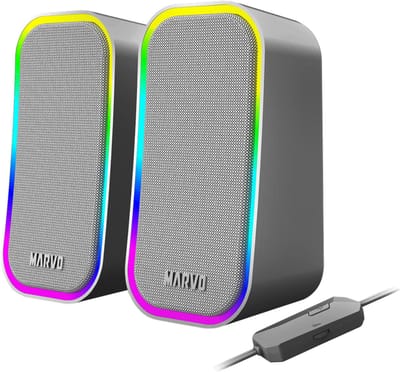 Marvo 2.0 Speakers Havoc 20 - 2x 3W- RGB verlichting - grijs