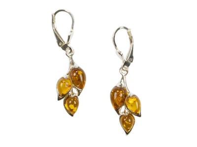 Zilveren oorbellen met sluiting Amber / Barnsteen 925 zilver