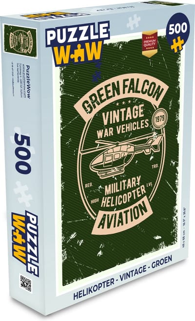 Puzzel Helikopter - Vintage - Groen - Legpuzzel - Puzzel 500 stukjes