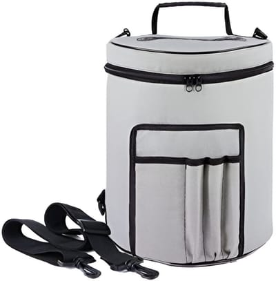 Candala Breien Tas Garen Tas Draagbare Garen Breien Tote Organizer Tas Haak Garen Houder Tas Met Riem Voor Breien Accessoires, Grijs, L, onbezorgd