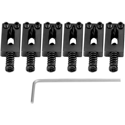 6 stuks metalen tremolo zadels voor elektrische gitaar brugonderdelen met sleutel(Zwart)