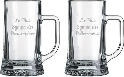 Bierpul gegraveerd - 50cl - Le Plus Sympa des Beaux-pères & La Plus Sympa des Belles-mères