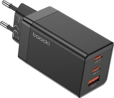 DrPhone WL16 - Compacte GaN 67W Thuislader – Quick Charge 4.0 – 3 Poorten USB-C + USB - Multi Poort PD 3.0 Oplader – USB Oplader voor Tablet / Laptop / Mobiel – Zwart