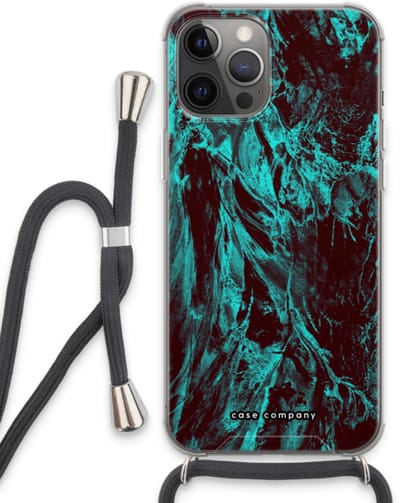 Case Company® - Hoesje met koord geschikt voor iPhone 13 Pro Max hoesje met Koord - Ice Age - Telefoonhoesje met Zwart Koord - Bescherming aan alle Kanten en Over de Schermrand