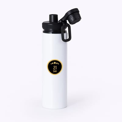 Hacebo® - 21 jaar waterfles met draaidop zwart - iemand die 21 jaar is geworden of 21 jaar lang een relatie hebben of getrouwd zijn - verjaardagscadeau - verjaardag - cadeau - kado - geschenk - gift - relatie - water fles - 850ML