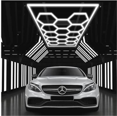 LED Hexagon Verlichting - 14 Hexagons, 672W, 6500K Koppelbare Plafondlampen voor Garage, Werkplaats, Sportschool, en Meer