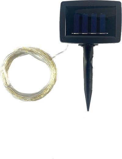 koperdraad verlichting van WDMT™ | 16,5 meter | 150 LED lampjes op zonne-energie | Solar verlichting | Zonnepaneel tuinverlichting | Draadloos | inclusief oplaadbare batterijen | Wit licht