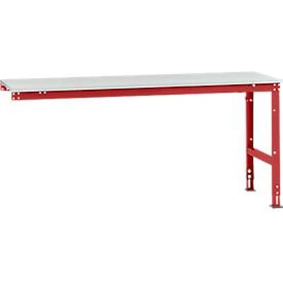 Manuflex aanbouwtafel UNIVERSAL Standaard, 2000 x 800 mm, melamine lichtgrijs, robijnrood