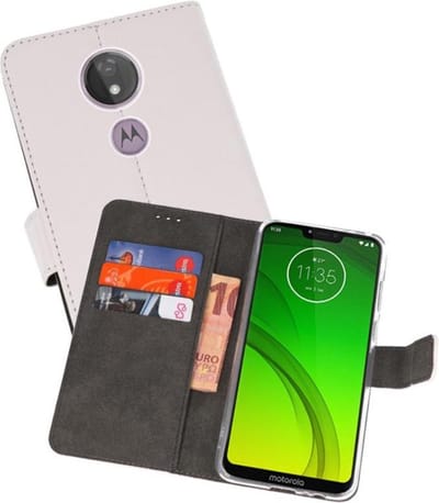 Booktype Telefoonhoesjes - Bookcase Hoesje - Wallet Case - Geschikt voor Motorola Moto G7 Power - Wit