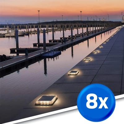 Solar buitenlamp - Grondspot 'Square' - Voordeelset van 8 stuks - Helder wit licht - Op zonne-energie