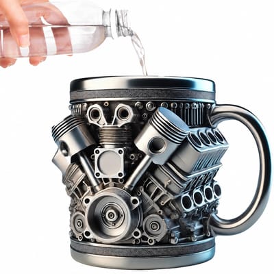 VHV - Mok - Koffiemok - Motormok - Racing mok - RVS - Roestvrij staal - Voor autoliefhebbers - Cadeau voor mannen - 450 ml - Zilver