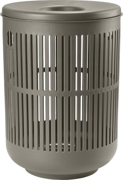Zone Denmark Ume Wasmand met Deksel - 60 liter - Taupe - Kunststof - Ronde Wasmand met Hengsel - Wasbox of Opbergmand