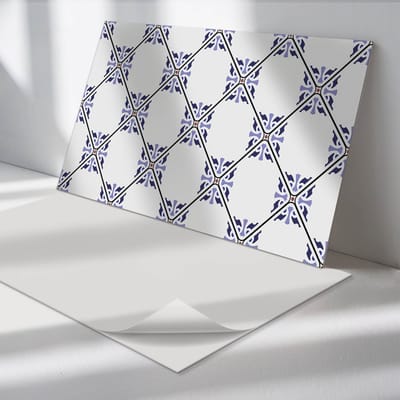 Wallfluent Vinyl Tegels - Patroon met Een Bloemenmotief Zelfklevende Vinyl Tegels - 40 cm x 20 cm - Wit Vinyl Tegels - Set van 10 - Rechthoek PVC Tegels - Patroon Plaktegels - Vinyl Wandtegels - Plaktegels Keuken en Badkamer