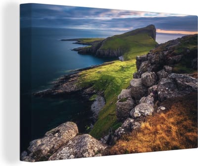 Canvas schilderij 150x100 cm - Wanddecoratie Neist Point in Schotland - Muurdecoratie woonkamer - Slaapkamer decoratie - Kamer accessoires - Schilderijen