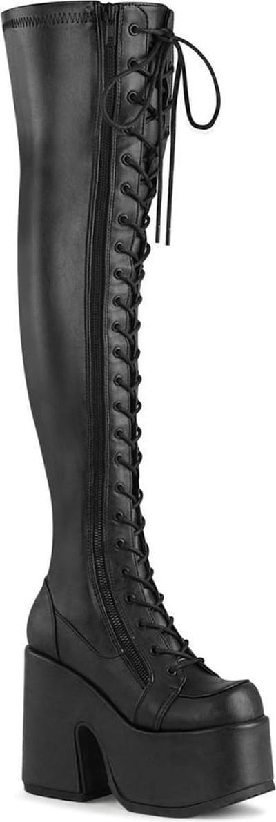 Demonia Kniehoge laarzen -42 Shoes- CAMEL-300 Zwart