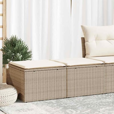 vidaXL - 2-delige - Loungeset - met - kussens - poly - rattan - acacia - beige