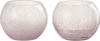 J-Line windlicht Bol Craquele - glas - paars - small - 2 stuks