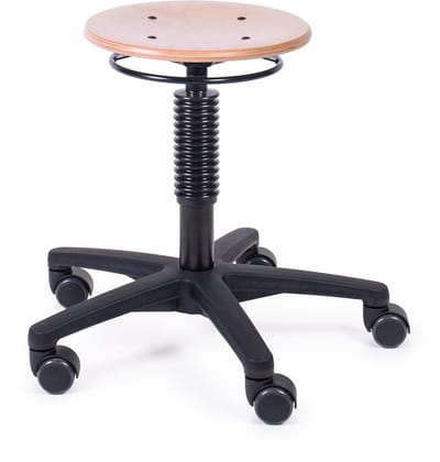 MTM STOELEN - Kruk ODIN 160-N met houten zitting en wielen - zithoogte 42/58 cm - werkkruk voor scholen