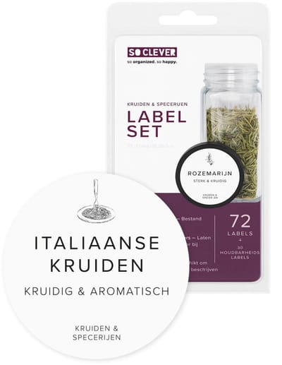 So Clever Kruiden Labels 72 stuks Ø35mm - Wit - Zelfklevend | Waterbestendig | Herschrijfbaar