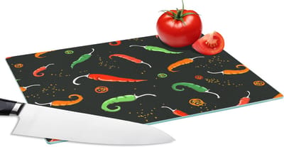 Glazen Snijplank - 28x20 - Peper - Patronen - Zaden - Snijplanken Glas