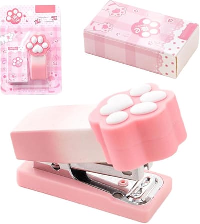 Mini nietmachine - Papier bevestiger - Documenten organiseren - Schattig kattenklauw design - 2-15 vellen - Roze