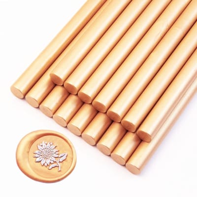 Wax Seal Sticks - Lijm Stiften Zegelwas - Kaarten Versieren - Flexibele Was - 16 Stuks - Licht Goud