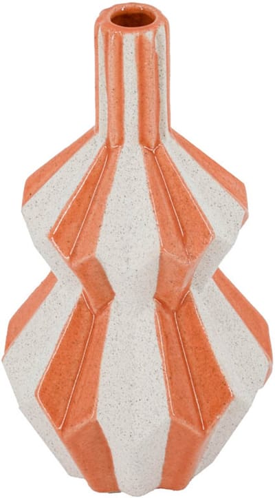 HomeBound by KY | Aardewerk vaas stripes sandstone | vaas | 13x13x23cm