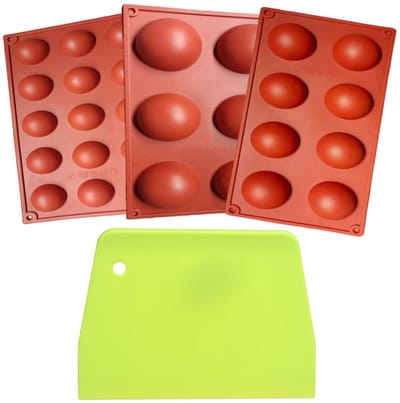 Dailygoods- Chocoladevorm 4 Delig - Siliconen Bakvorm - Halfronde Mallen - Ideaal voor Chocolade/Snoep - Eenvoudig Ontvormen - Rood
