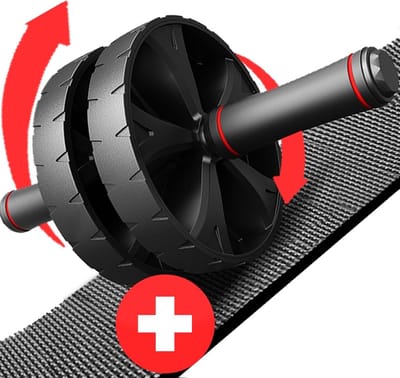 YUGN Dubbel Buikspierwiel - Ab Roller - Ab Trainer - Extra Stabiel - Inclusief Kniemat