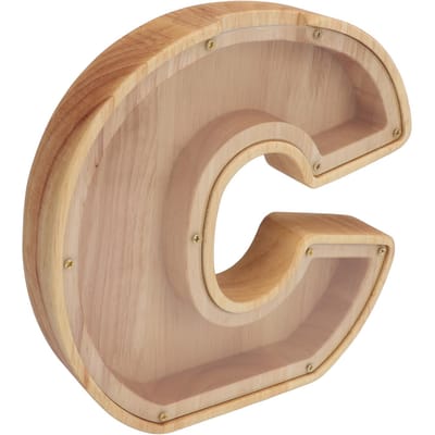 Letter Spaarpot 18x18x3cm C Vorm Houten Spaarpot Transparant Acrylpaneel Gepersonaliseerde Besparingen