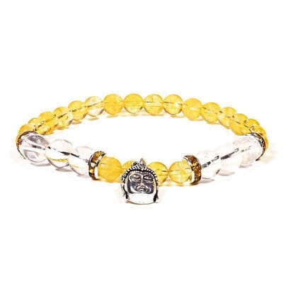 Yogi & Yogini Edelsteen Armband - Citrien/Bergkristal met Boeddha - 19 cm